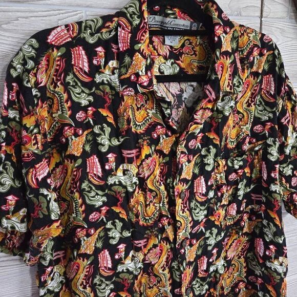 Pineapple Connection Dragons Buttons Down Mens SZ M - Picture 4 of 5